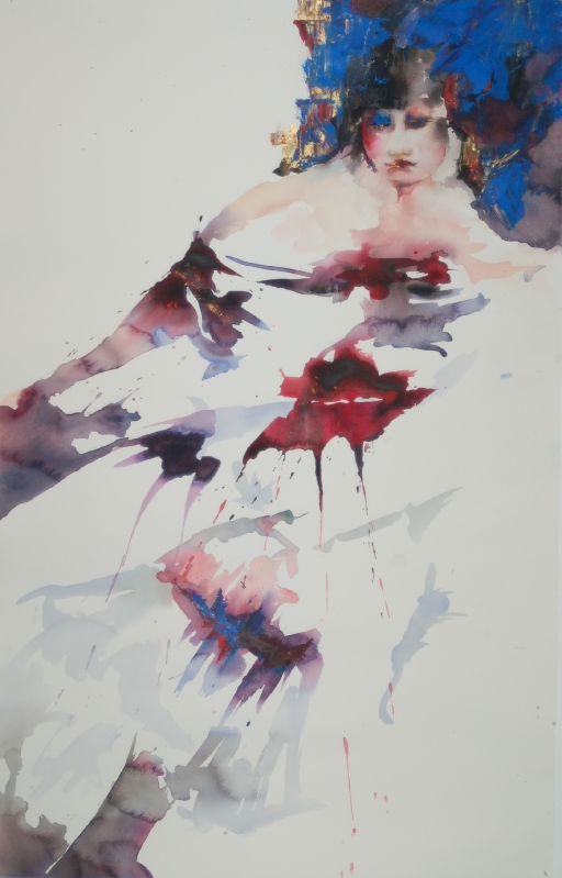 black and blue painting by Yvonne Nevard