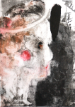 monoprint 'Angel with Black Sun' by artist Yvonne Nevard