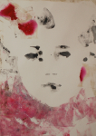 monoprint 'Indelible Pink Bow' by artist Yvonne Nevard