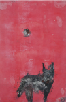 Monoprint 'Lone Wolf and the Pink Medicine' by artist Yvonne Nevard