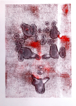 monoprint 'Red Medusa' by artist Yvonne Nevard